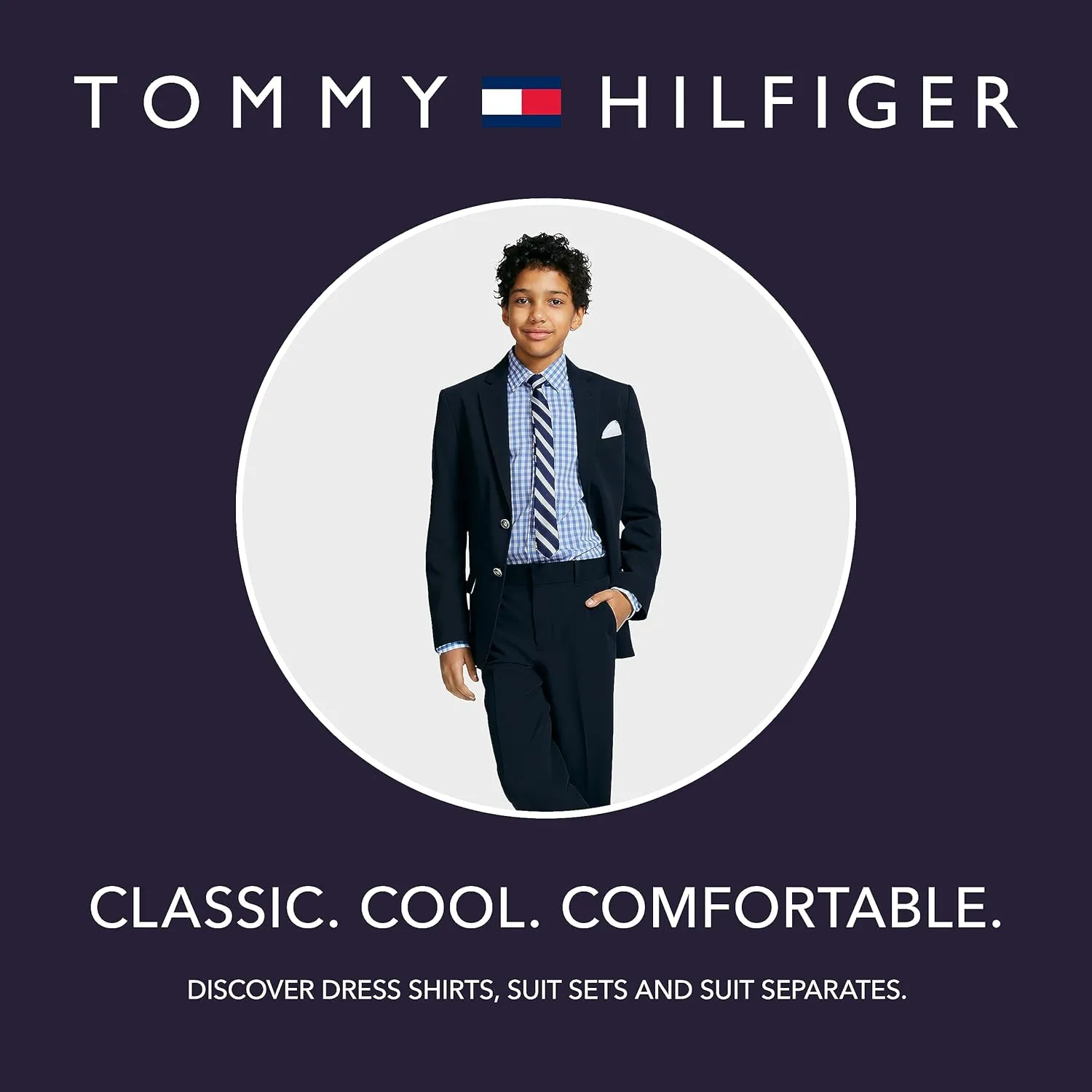 Tommy Hilfiger Boys' Blazer Suit Jacket, Button Closure, Notch Lapel and Front Flap Pockets