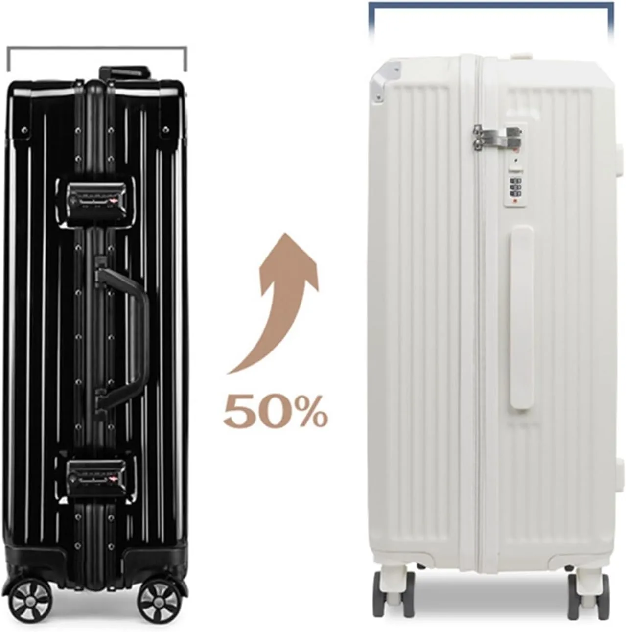 Travel Suitcase Luggage For Women Suitcsases With Cup Holder USB Spinner Wheels Hardside Luggage With Lock Carry-on Luggage (Color : Black, Size : 20in)