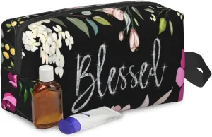 Travel Toiletry Bag,Large Makeup Bag,Portable Shaving Kit Bag, Blessed With Flower,Wash Bag for Travel, Gym, Camping
