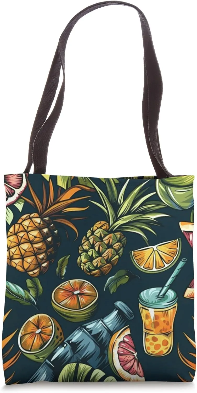 Tropical Fruit Design, Pineapple And Citrus Design, Summer Tote Bag
