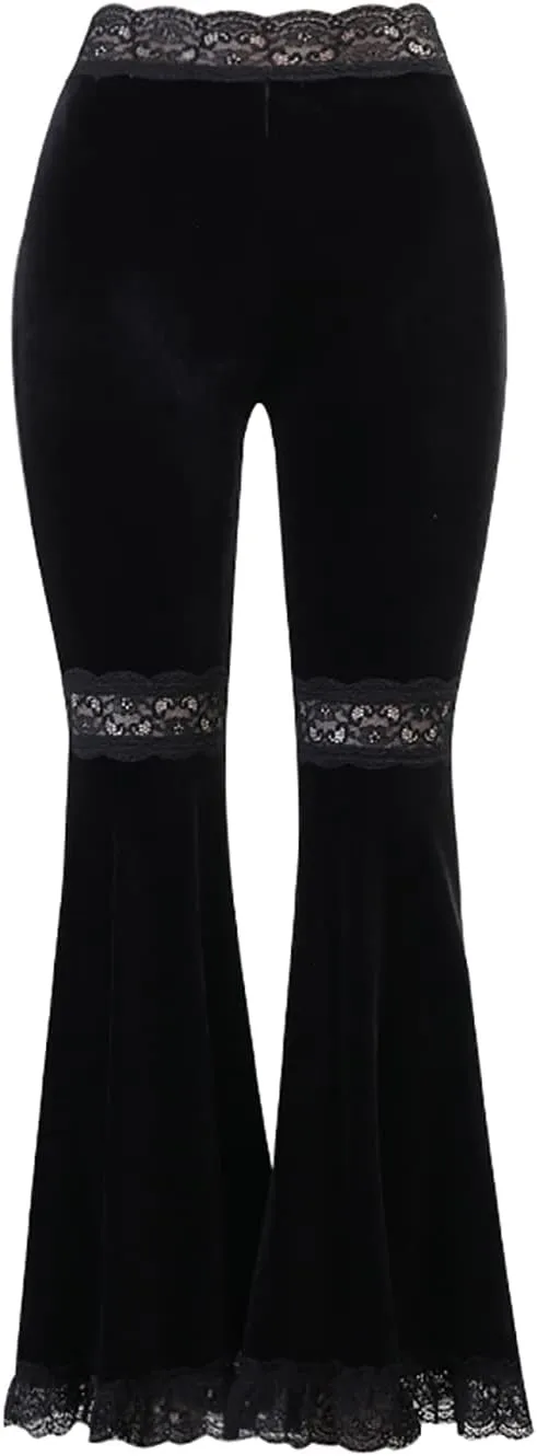 TSMNZMU Women's Gothic Velvet Pants - Punk Grunge High Waist Trousers, Vintage Alt Harajuku, Emo Hip-Hop Dance
