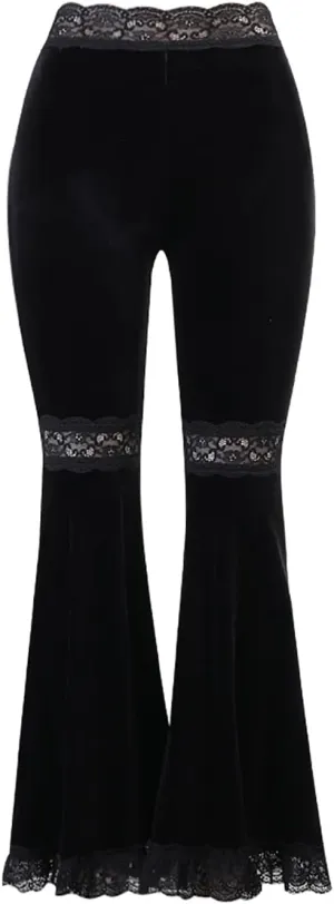 TSMNZMU Women's Gothic Velvet Pants - Punk Grunge High Waist Trousers, Vintage Alt Harajuku, Emo Hip-Hop Dance