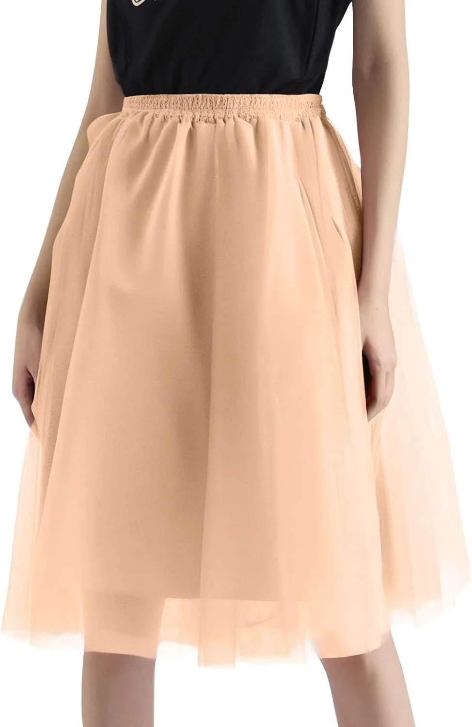 Tulle Skirts for Women Midi Skorts Elastic High Waisted Layered A Line Skirt Tutu Skirt for Prom Party