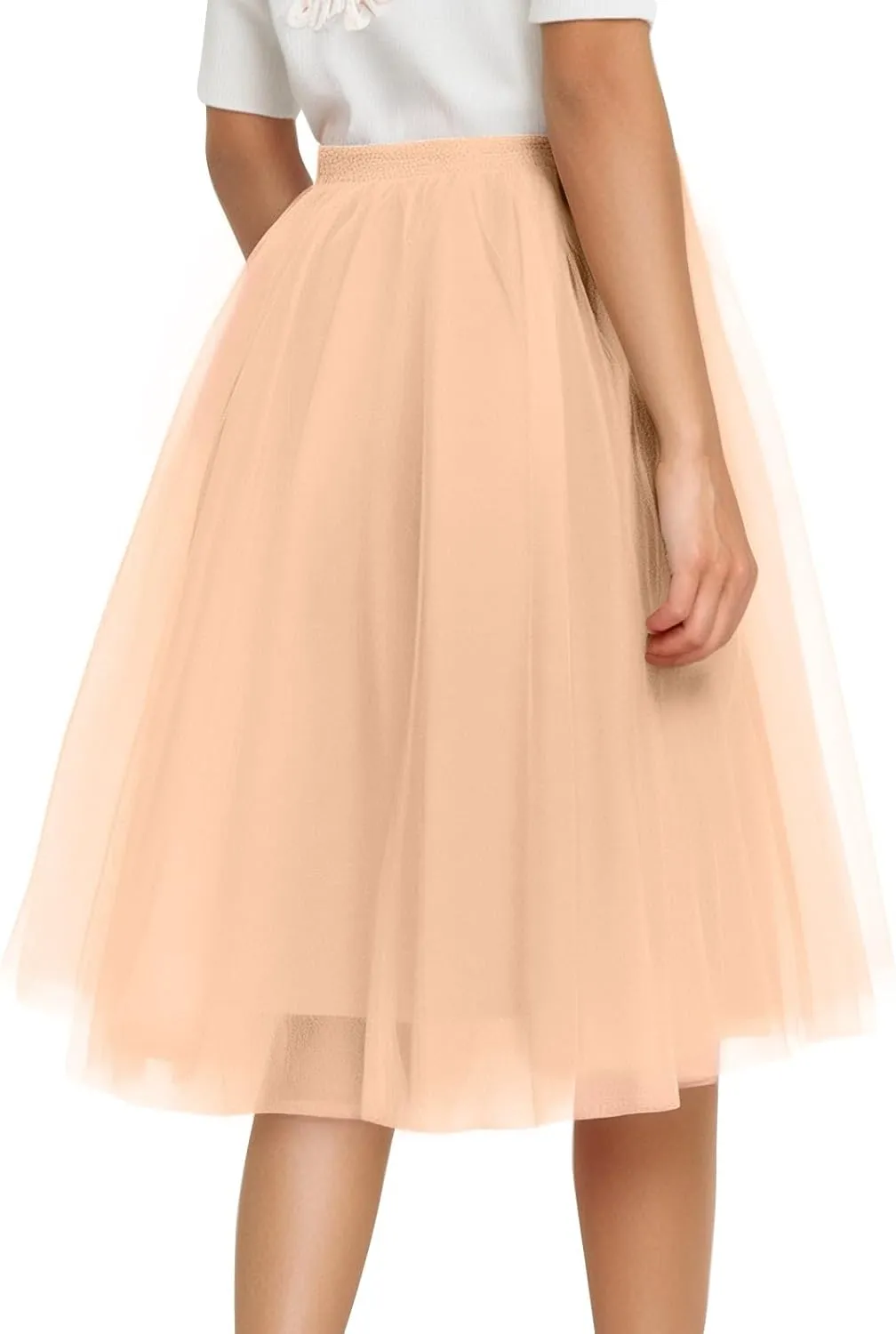 Tulle Skirts for Women Midi Skorts Elastic High Waisted Layered A Line Skirt Tutu Skirt for Prom Party