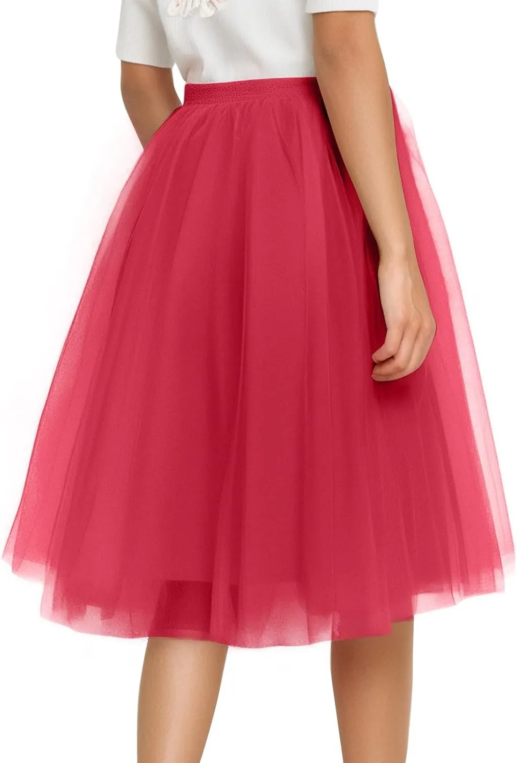 Tulle Skirts for Women Midi Skorts Elastic High Waisted Layered A Line Skirt Tutu Skirt for Prom Party