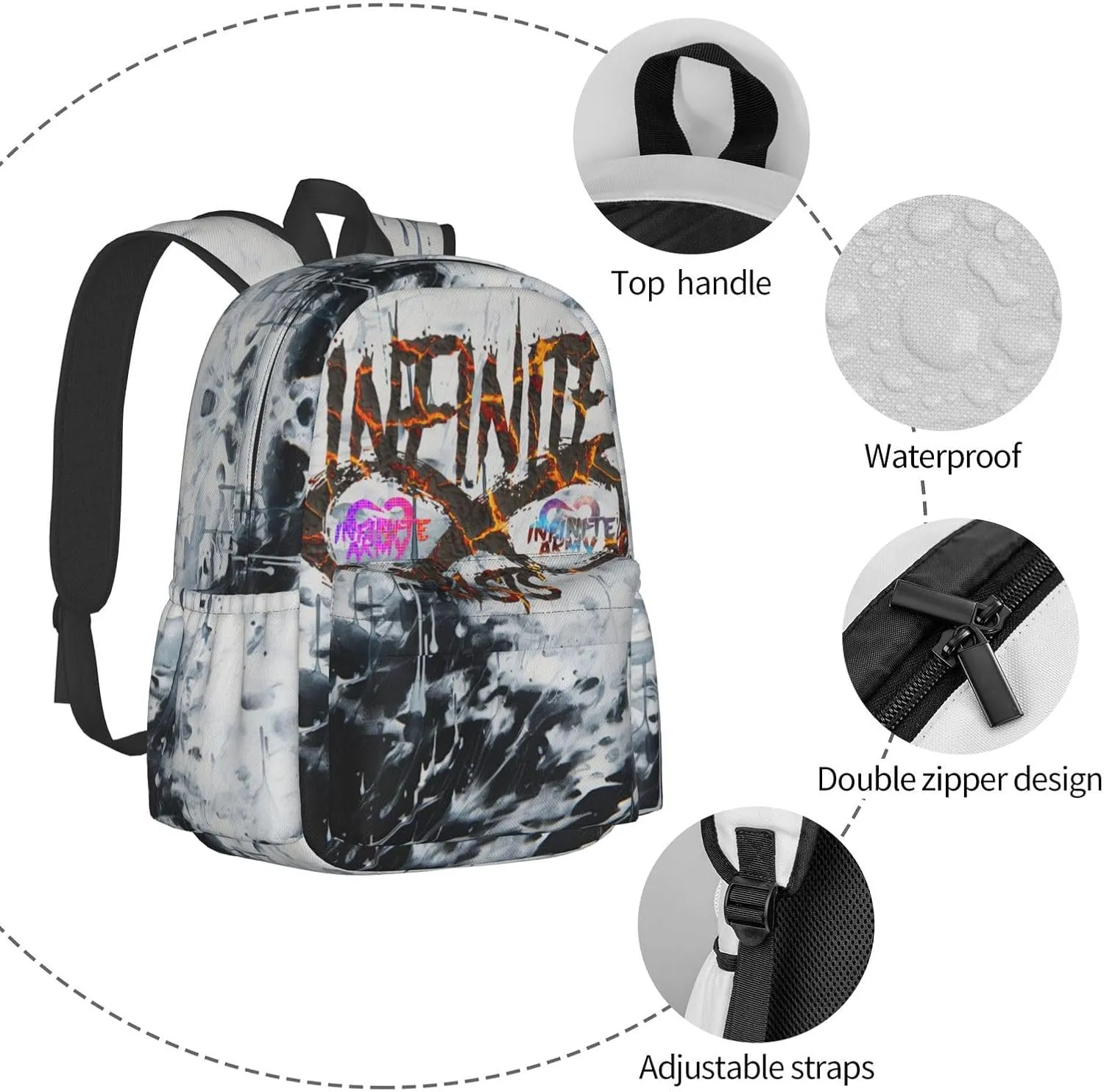 Unisex Lightweight Backpack With Handle Insulated Lunch Bag Big Capacity Travel Daypack Set