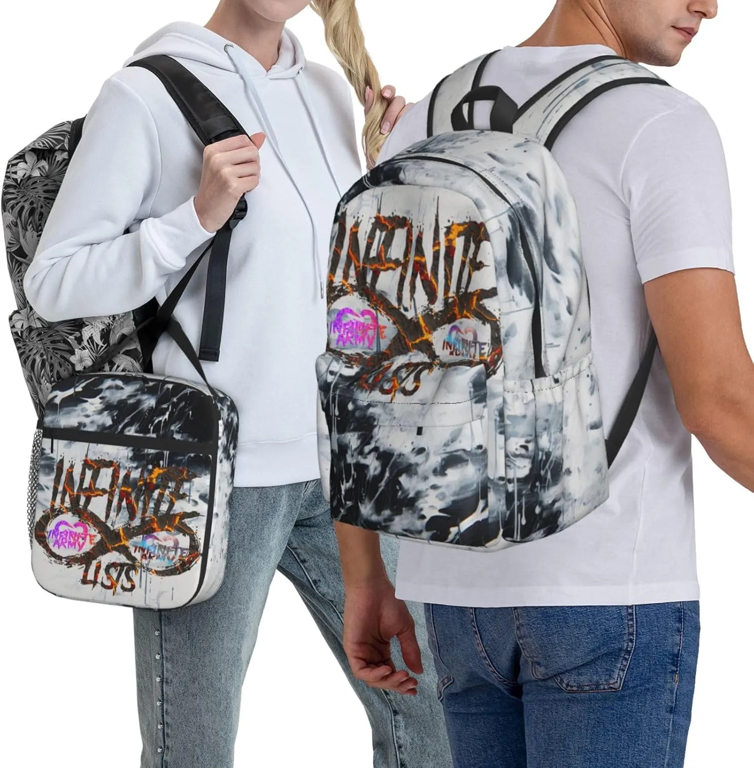 Unisex Lightweight Backpack With Handle Insulated Lunch Bag Big Capacity Travel Daypack Set