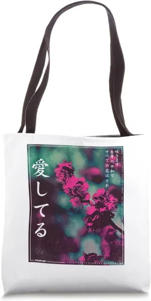 vaporwave retro vibes flower in Japanese grunge aesthetic Tote Bag