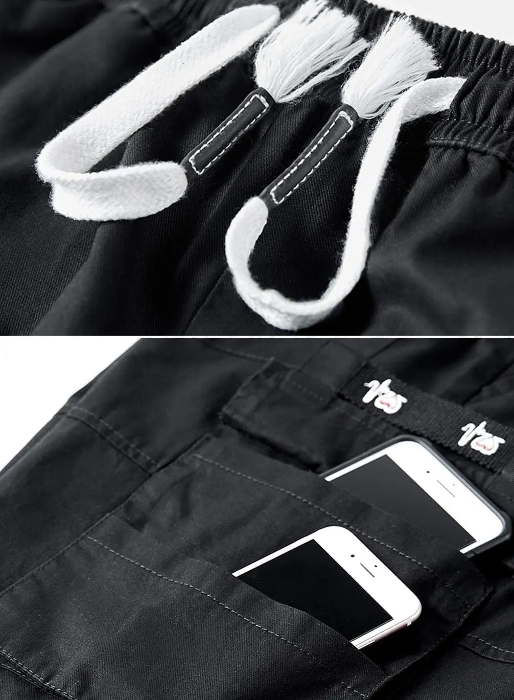 Vcansion Women's Casual Cotton Elastic Waist Drawstring Loose Fit Outdoor Multi-Pockets Cargo Shorts