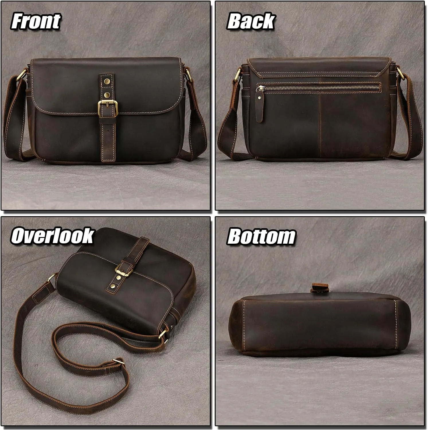 Vintage Messenger Bag for Men, Full Grain Leather Fashion Shoulder Bags, Practical Busines Handbag