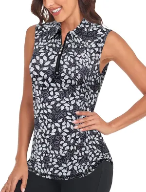 Viracy Womens Sleeveless Golf Polo Shirts Zip Up Sun Protection Work Out Tank Tops Lightweight Fast Dry for Tennis, Casual