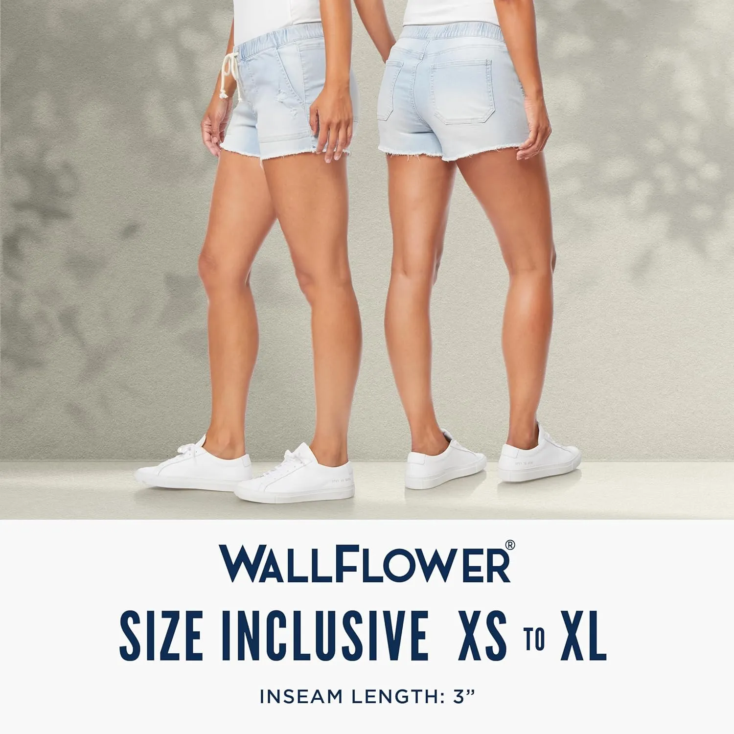 WallFlower Women's Tomboy Jogger Shorts Denim Mid-Rise Insta Stretch Juniors