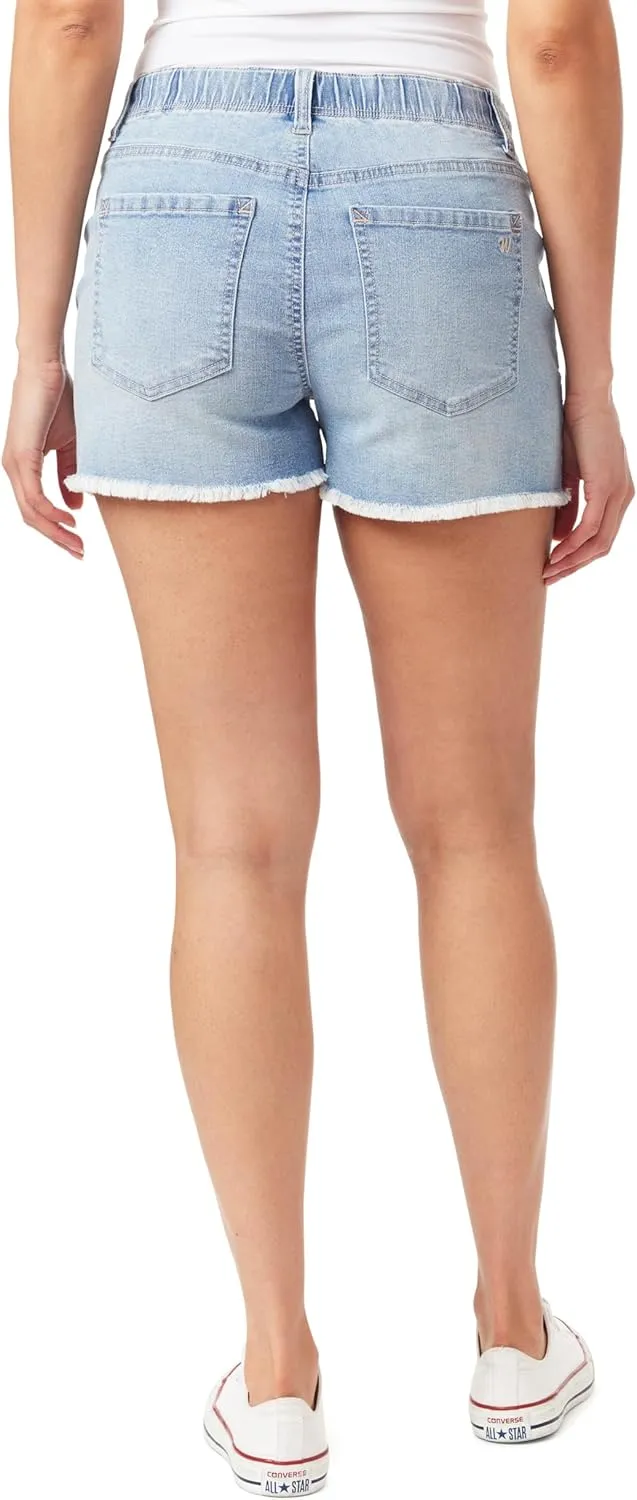 WallFlower Women's Tomboy Jogger Shorts Denim Mid-Rise Insta Stretch Juniors