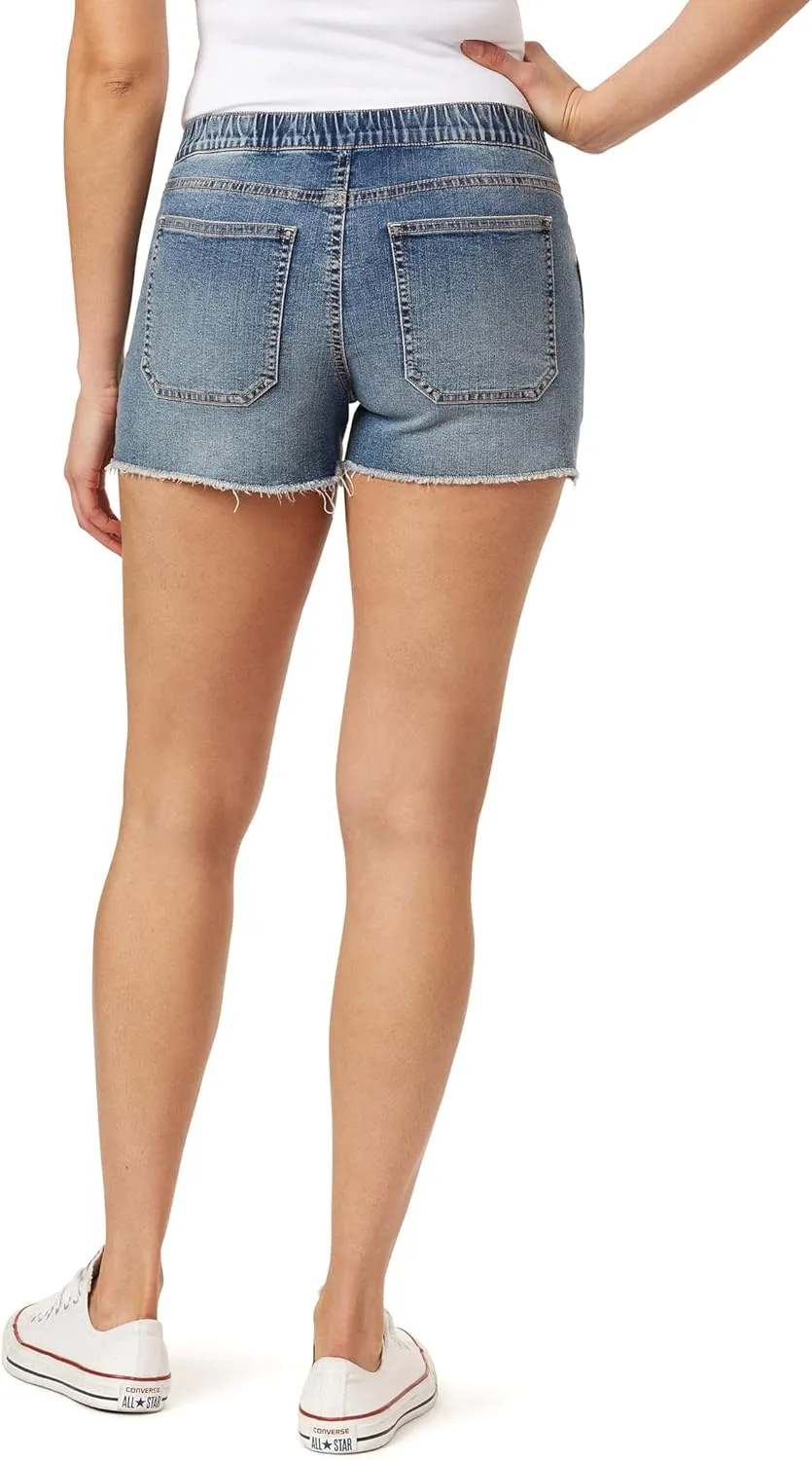 WallFlower Women's Tomboy Jogger Shorts Denim Mid-Rise Insta Stretch Juniors