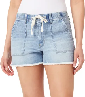 WallFlower Women's Tomboy Jogger Shorts Denim Mid-Rise Insta Stretch Juniors