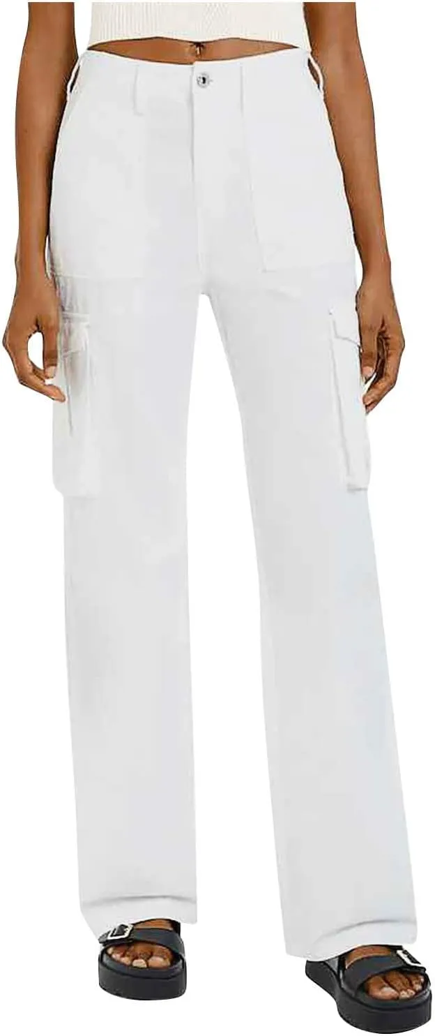 Wide Leg Sweatpants Winter Slack Work Capris with Pockets Straight Leg High Waisted
