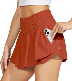 Willit Women's Running Skirt Shorts with Zip Pocket Flowy Athletic Workout Tennis Skorts High Waisted