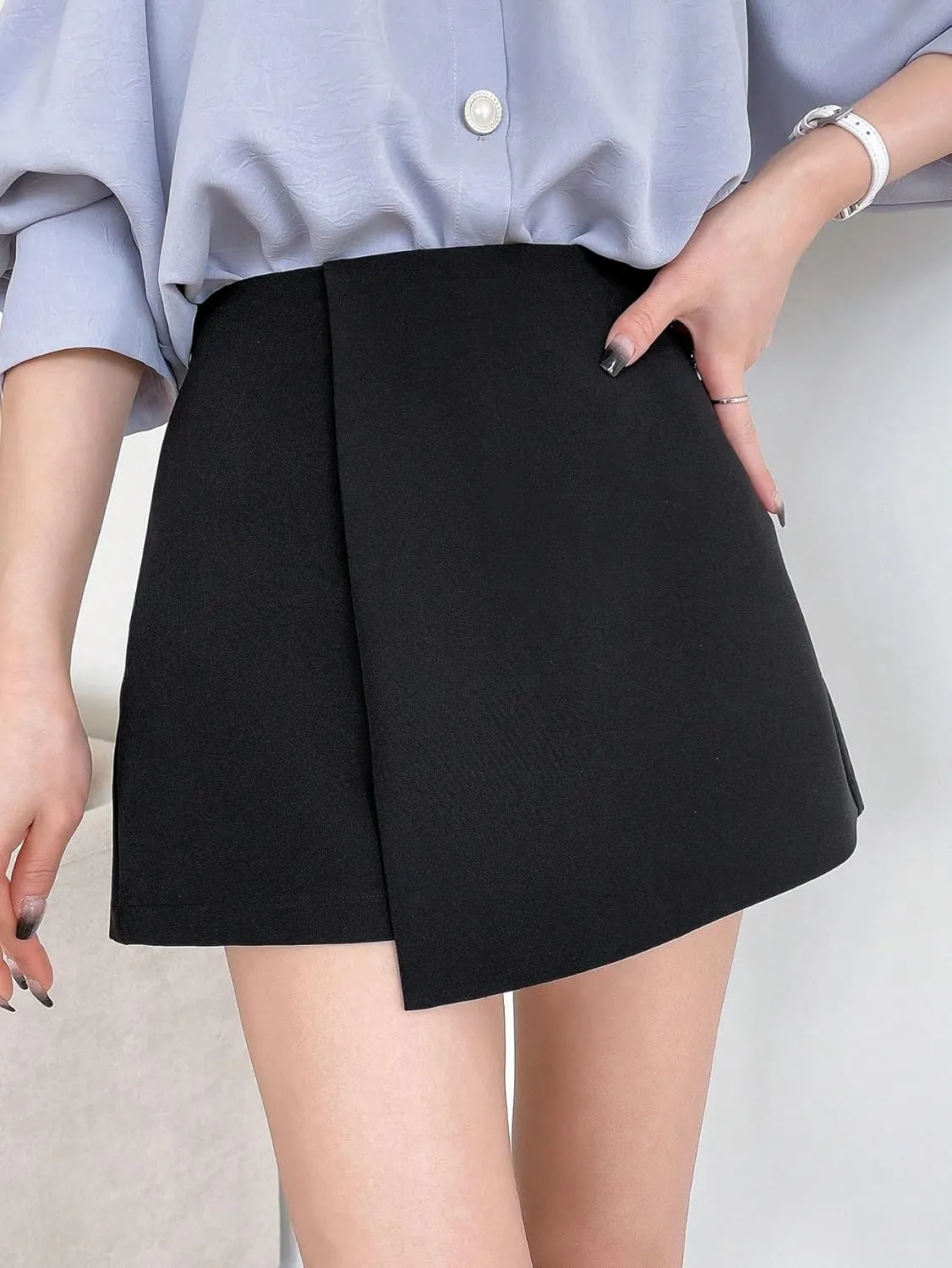 Women 2025 Summer Casual Shorts Wrap Front Skort