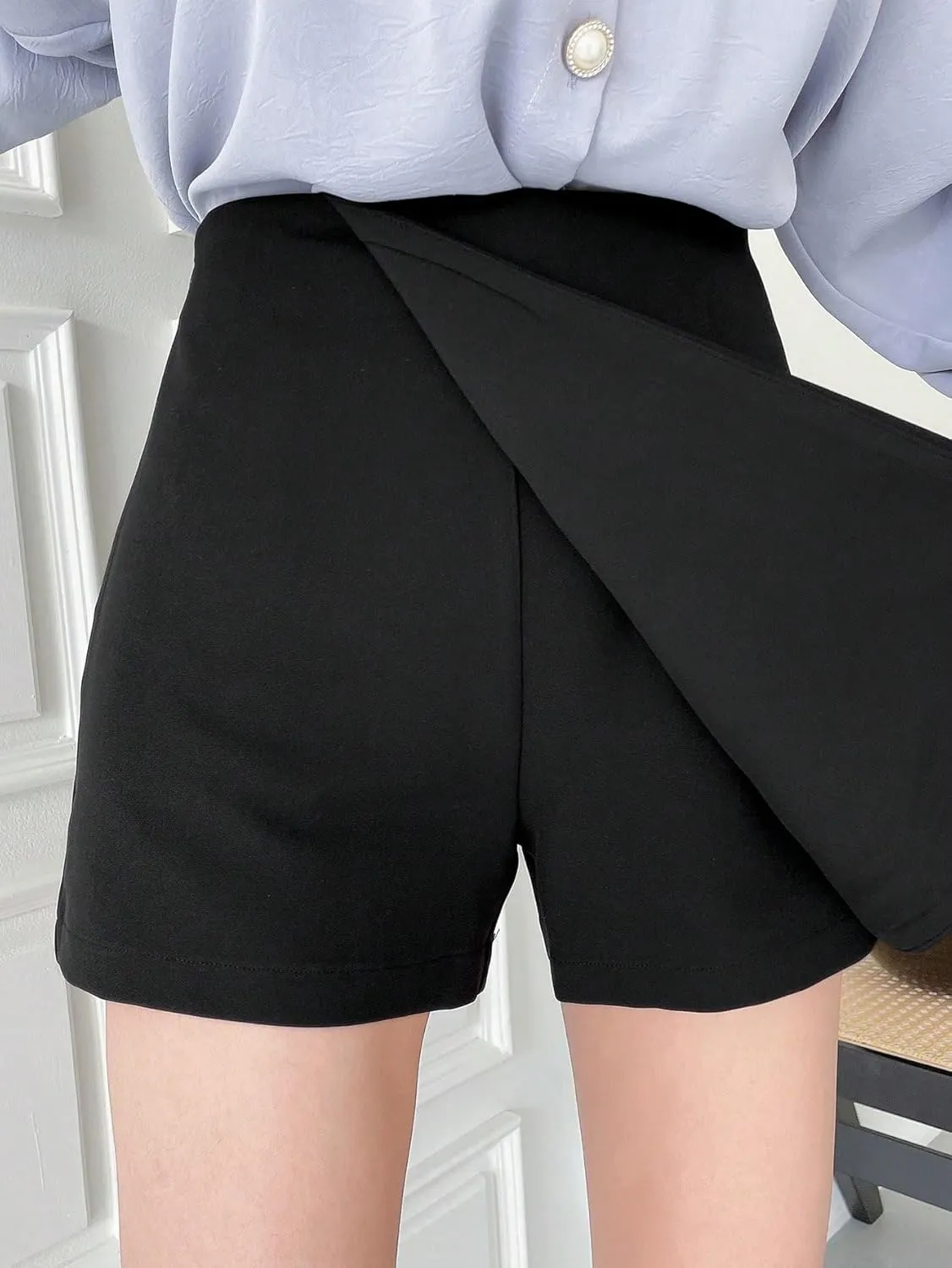 Women 2025 Summer Casual Shorts Wrap Front Skort