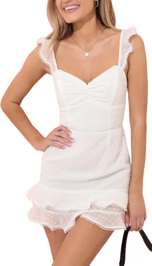 Women Y2k Lace Mini Dress Flowy Ruffle Corset Short Formal Dress Fairy Sleeveless Open Back Going Out Club Dresses