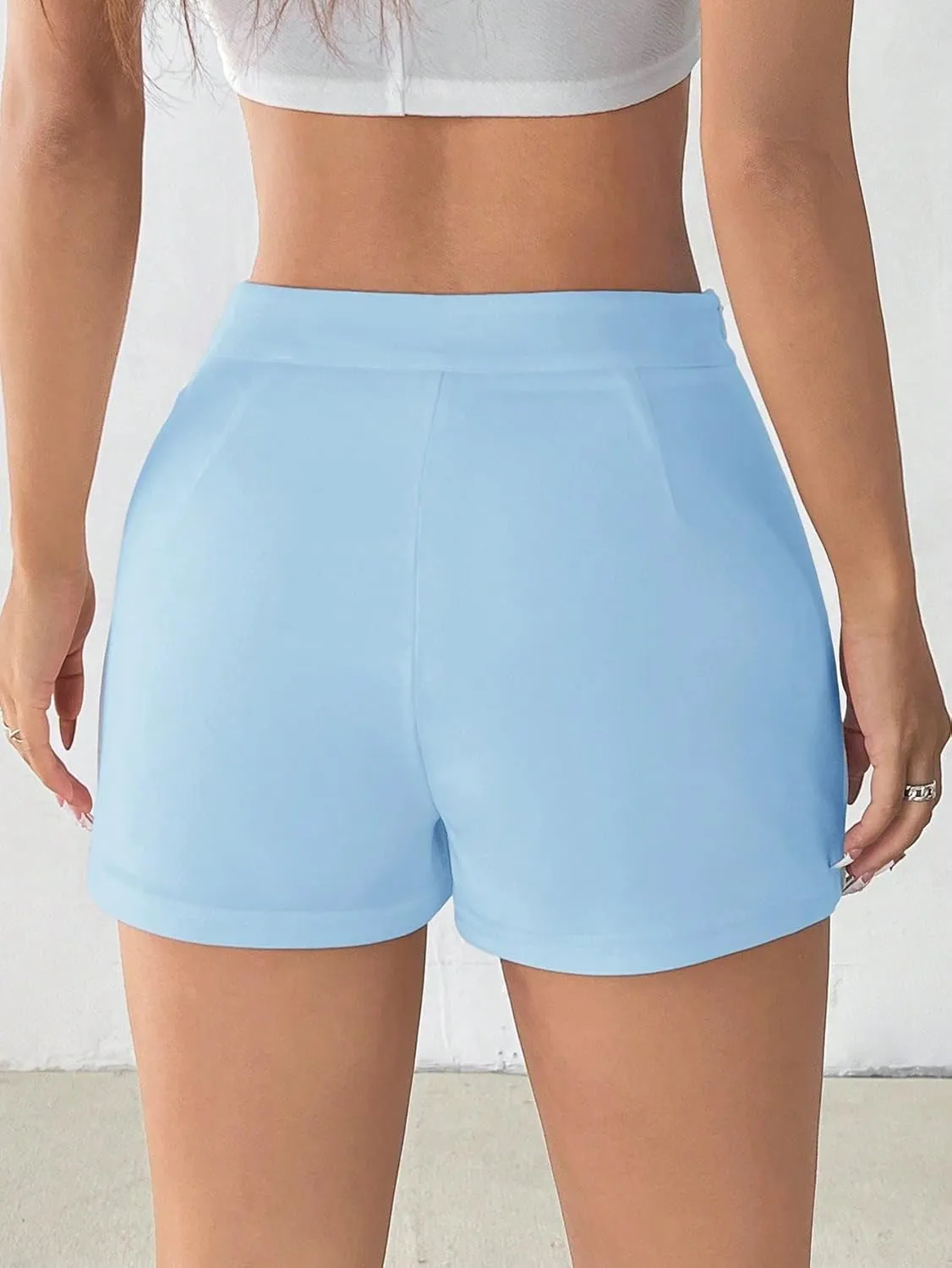 Women's 2025 Casual Plain Shorts Casual Solid Slit Skort