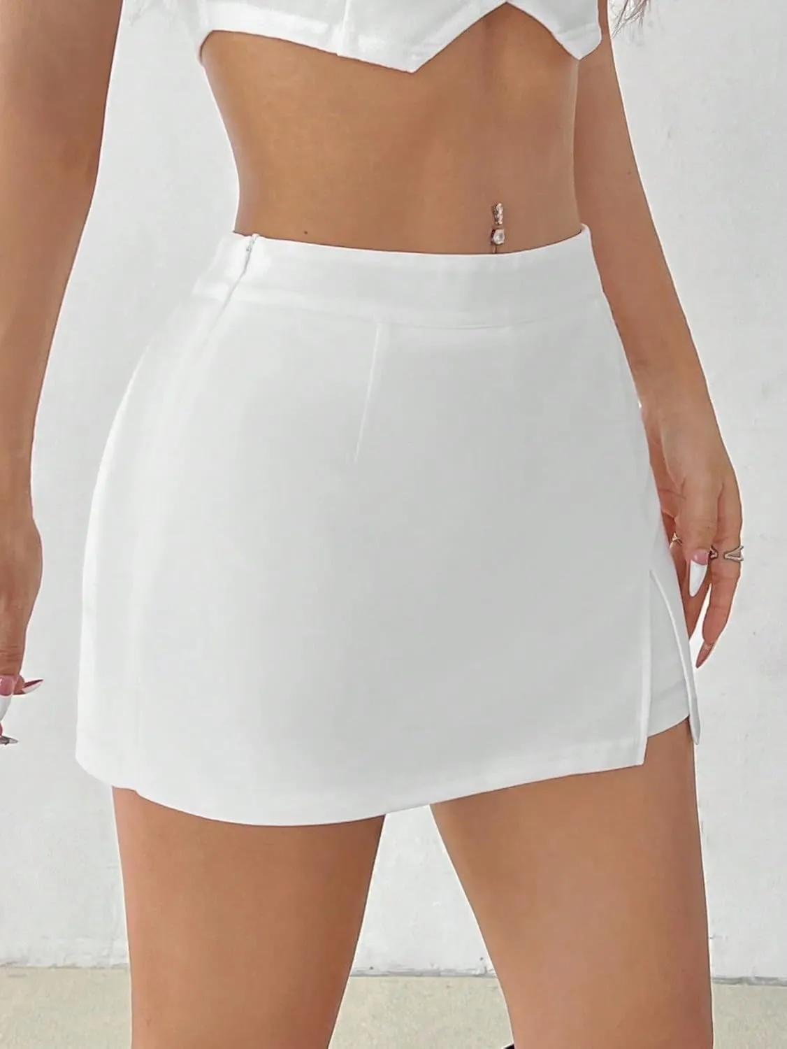 Women's 2025 Casual Plain Shorts Causal Slit Skort