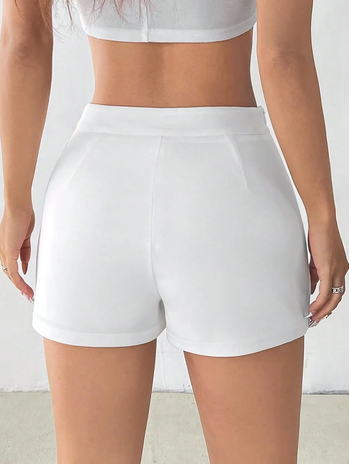 Women's 2025 Casual Plain Shorts Causal Slit Skort