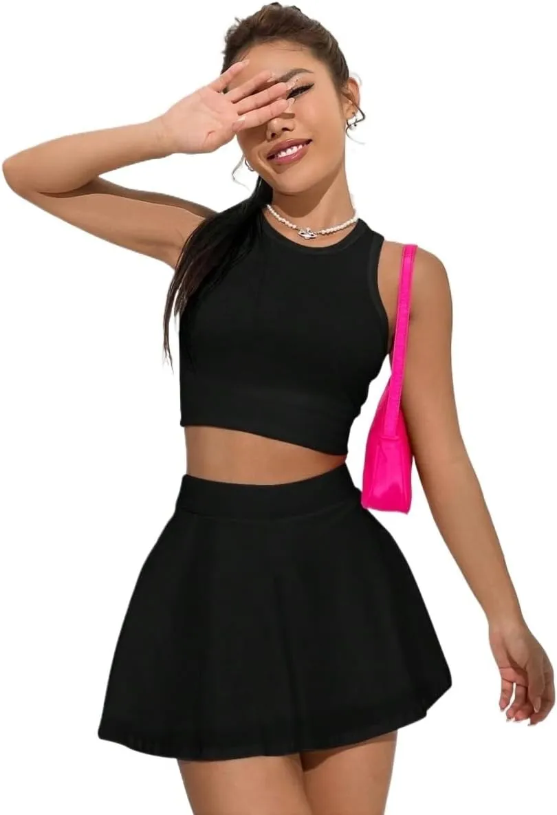 Women's 2025 Casual Plain Shorts High Waist Casual Mini Skort