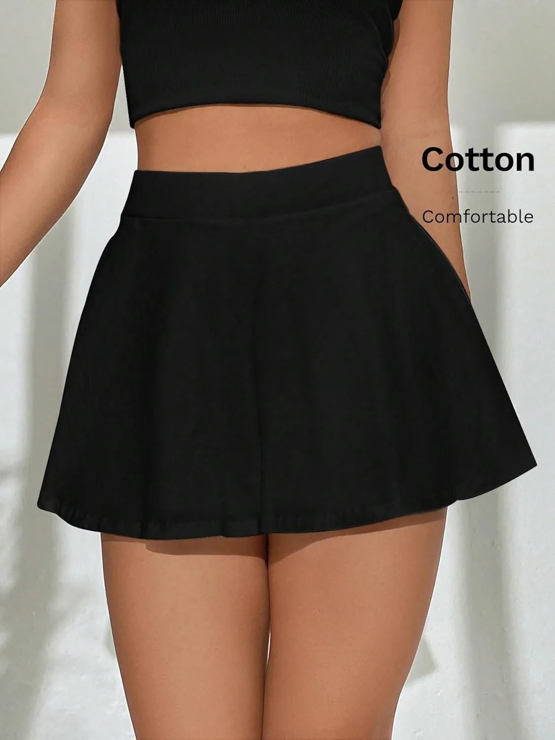 Women's 2025 Casual Plain Shorts High Waist Casual Mini Skort