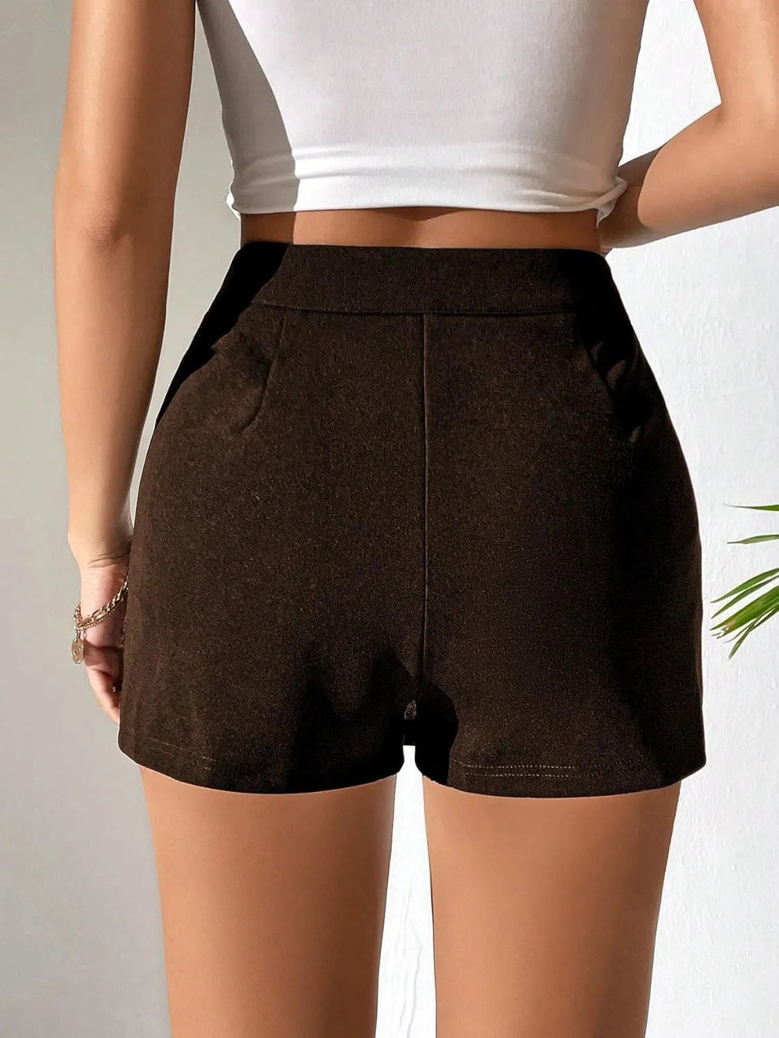 Women's 2025 Casual Plain Shorts Slit Skort