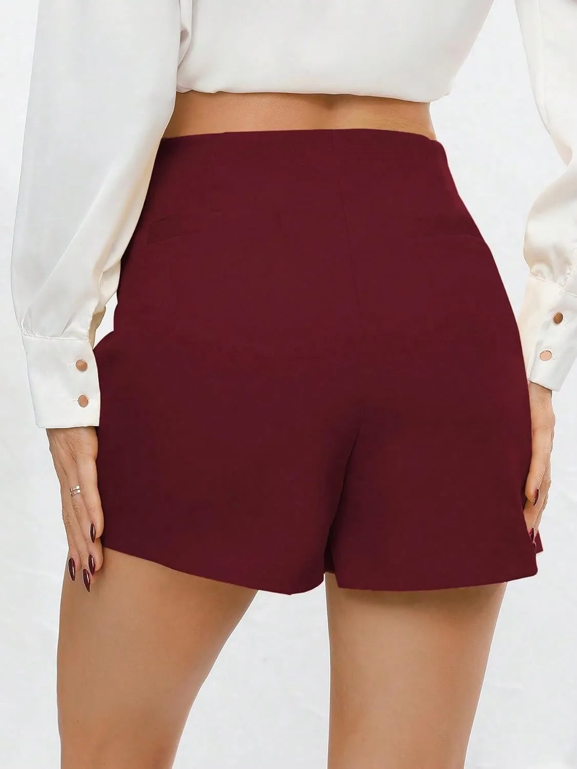 Women's 2025 Casual Plain Shorts Solid Color Asymmetric Casual Skort