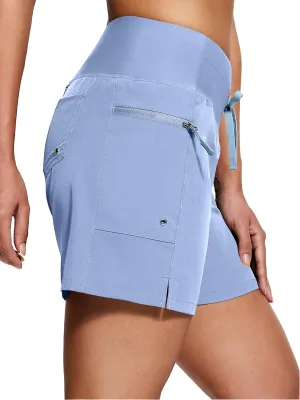 Women's 5"/9" High Waisted Swim Board Shorts Quick Dry UPF 50  Womens Swim Trunks Bottoms with Liner Zipper Pockets