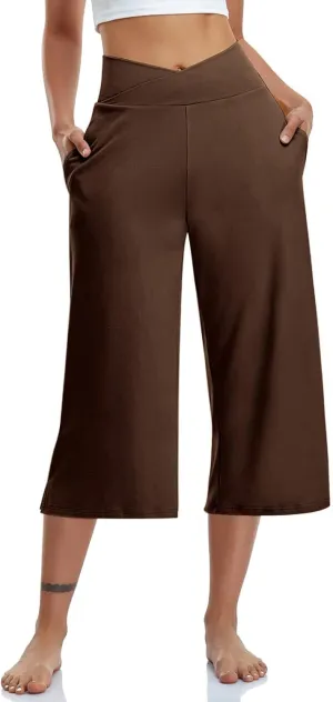 Womens Capri Pants 2025 Summer Casual High Waist Pants Loose Comfy Trendy Dressy Cropped Trouser Athletic Gym Workout