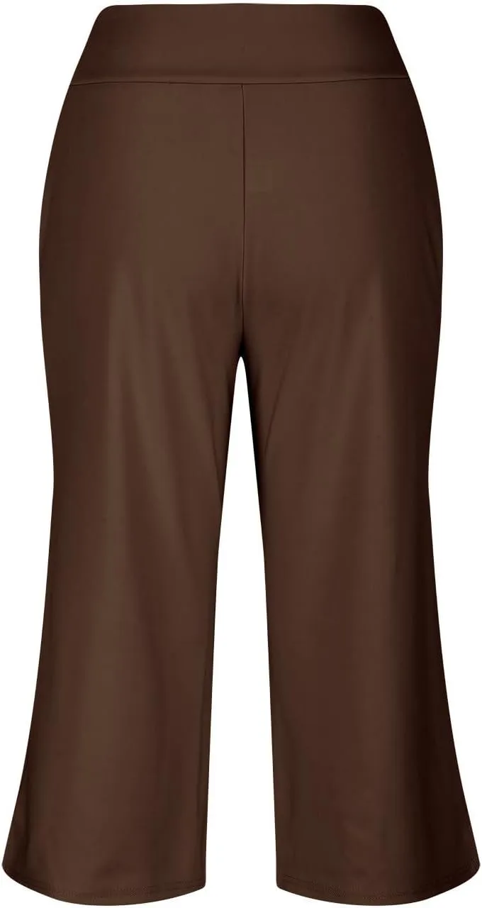 Womens Capri Pants 2025 Summer Casual High Waist Pants Loose Comfy Trendy Dressy Cropped Trouser Athletic Gym Workout