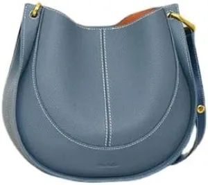 Women's Crossbody Bag - Practical Large Genuine Leather Bag (Blue)