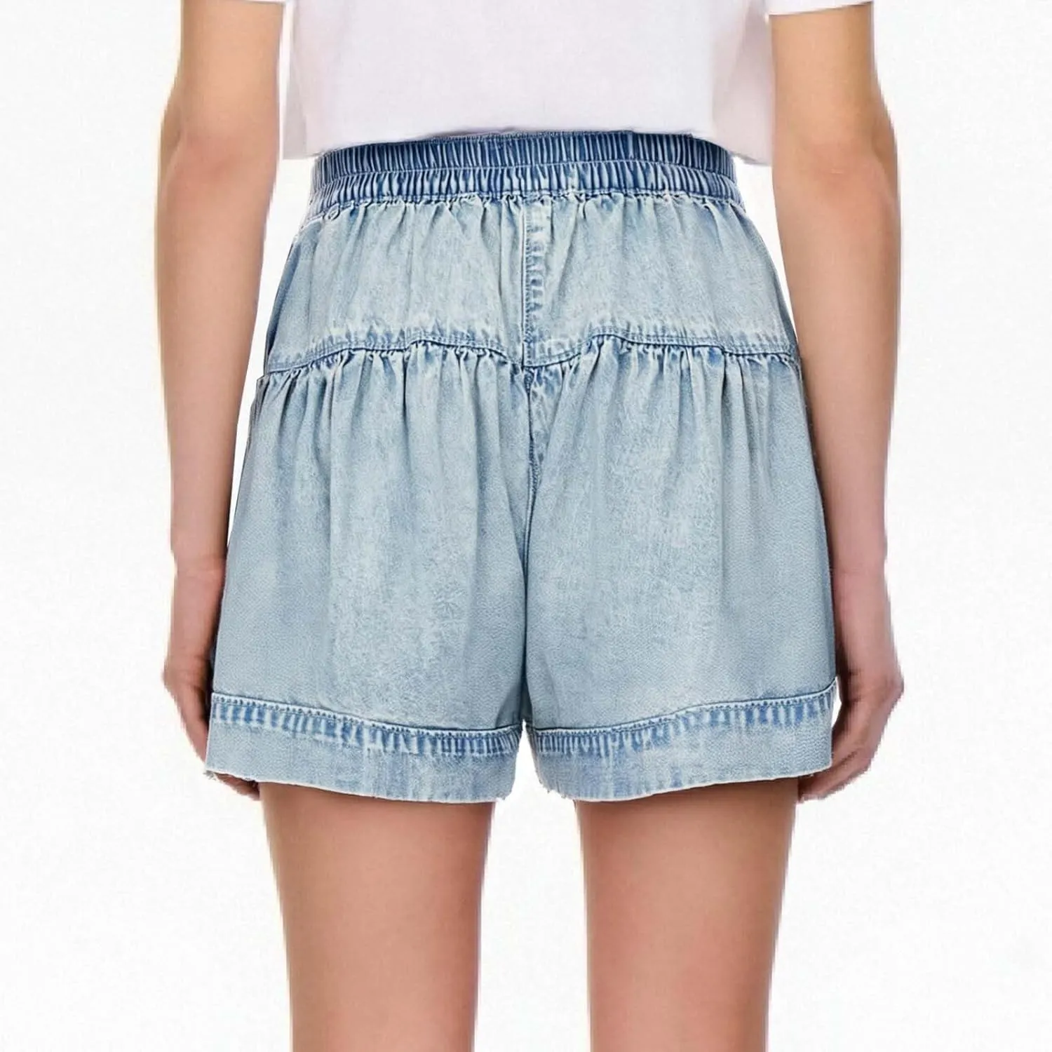Womens Denim Shorts Baggy High Waisted Flowy Wide Leg Buttons Pleated Casual Summer Jean Shorts Trendy Ruffle Skorts