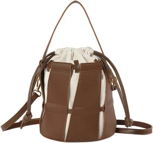 Women's Fashion Top Handle Bucket Bag PU Leather Hollow Out Crossbody Casual Tote Shoulder Bag Simple Handbag Pursebag1825OWOISS