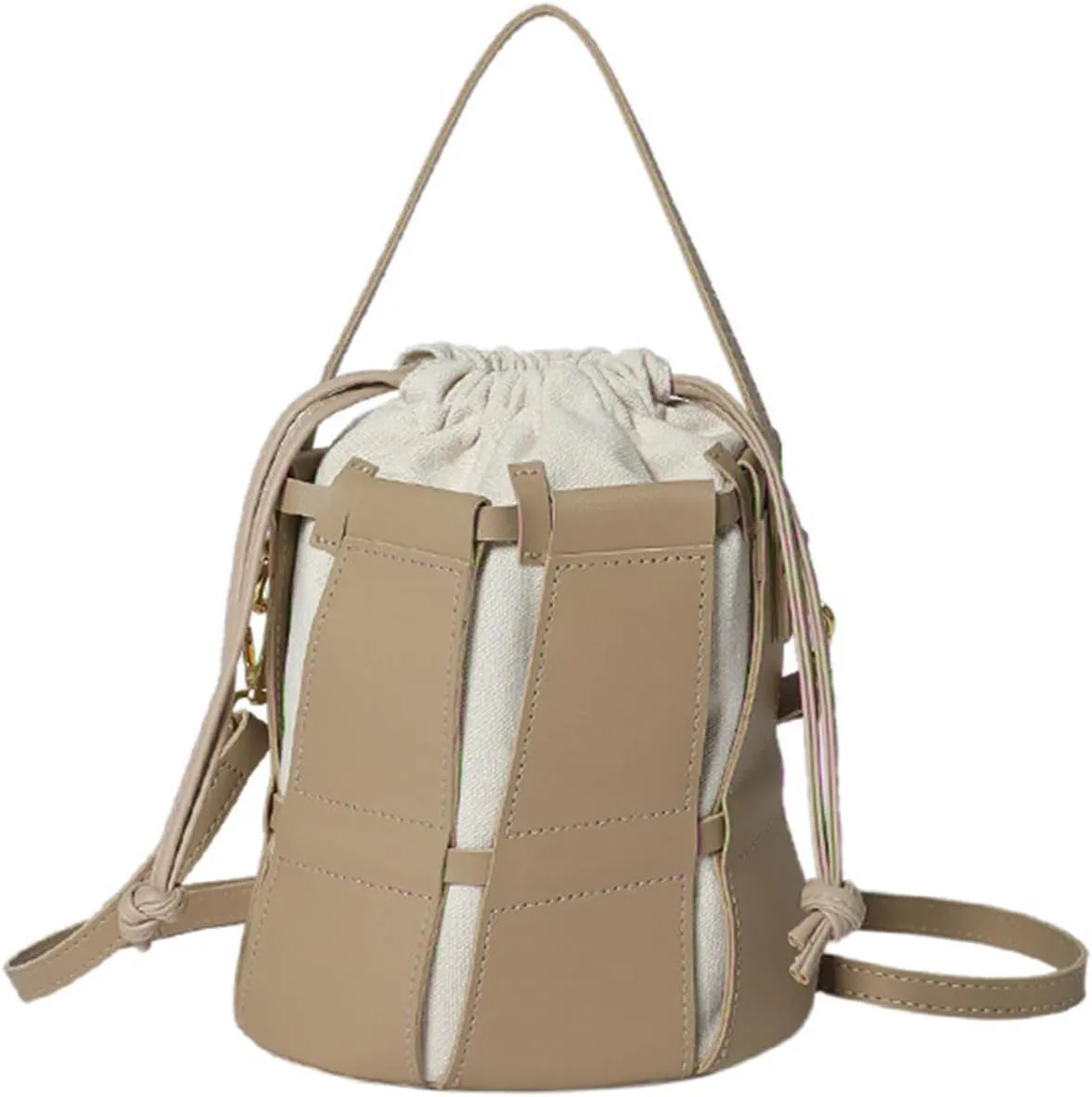 Women's Fashion Top Handle Bucket Bag PU Leather Hollow Out Crossbody Casual Tote Shoulder Bag Simple Handbag Pursebag1826OWOISS