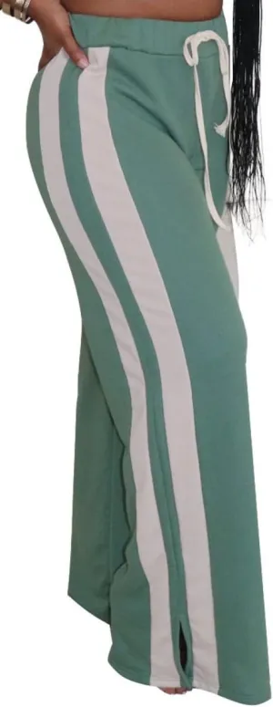Women's High Waist Wide Leg Sweatpants Straight Leg Pants Casual Striped Pants