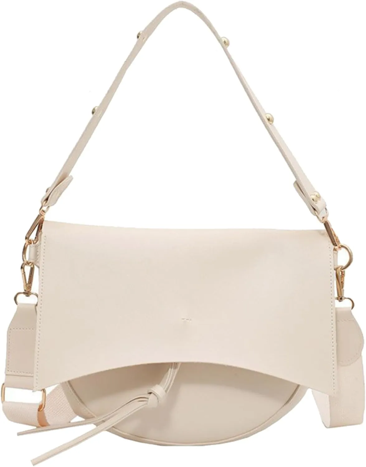 Women's PU Leather Crossbody Bag Wide Strap Satchel Shoulder Bag Large Saddle Flap Tote Designer Handbag and Pursebag1836OWOISS