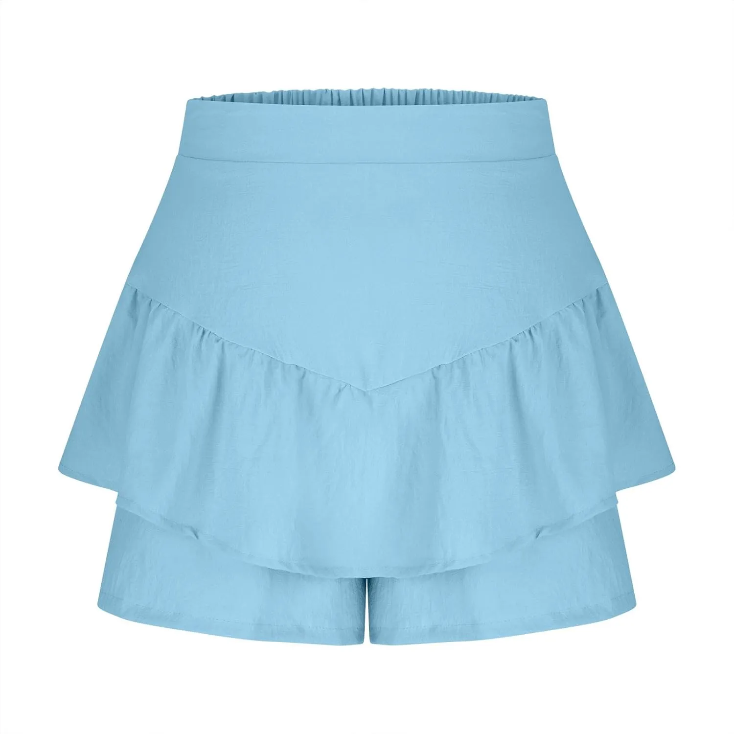 Womens Ruffle Skorts Casual Trendy High Waisted Skirts Inner Shorts Summer Solid Pleated Short Pants Lounge Clothes