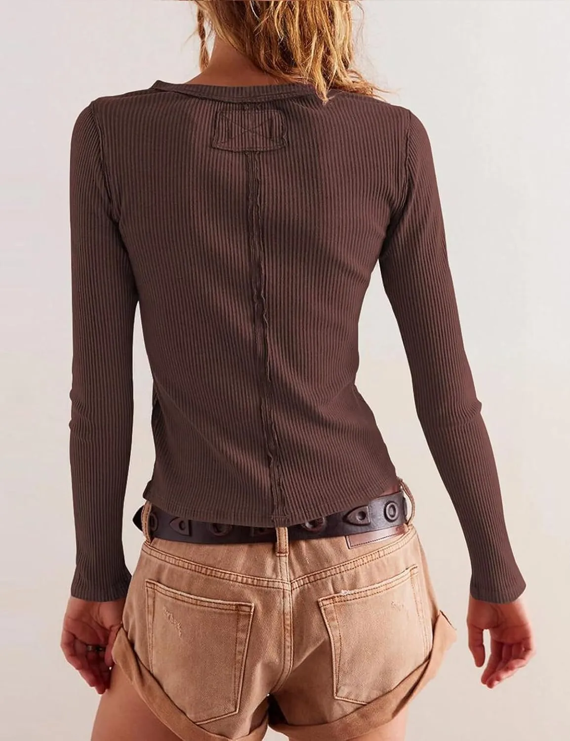 Womens Slim Fitted Cardigan Long Sleeve Y2K Ribbed Tops Button Down Shirts