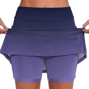 Women's Tennis Skirt Gradient Color High Waisted Golf Skorts Plus Size Athletic Workout Skirt Built in Shorts