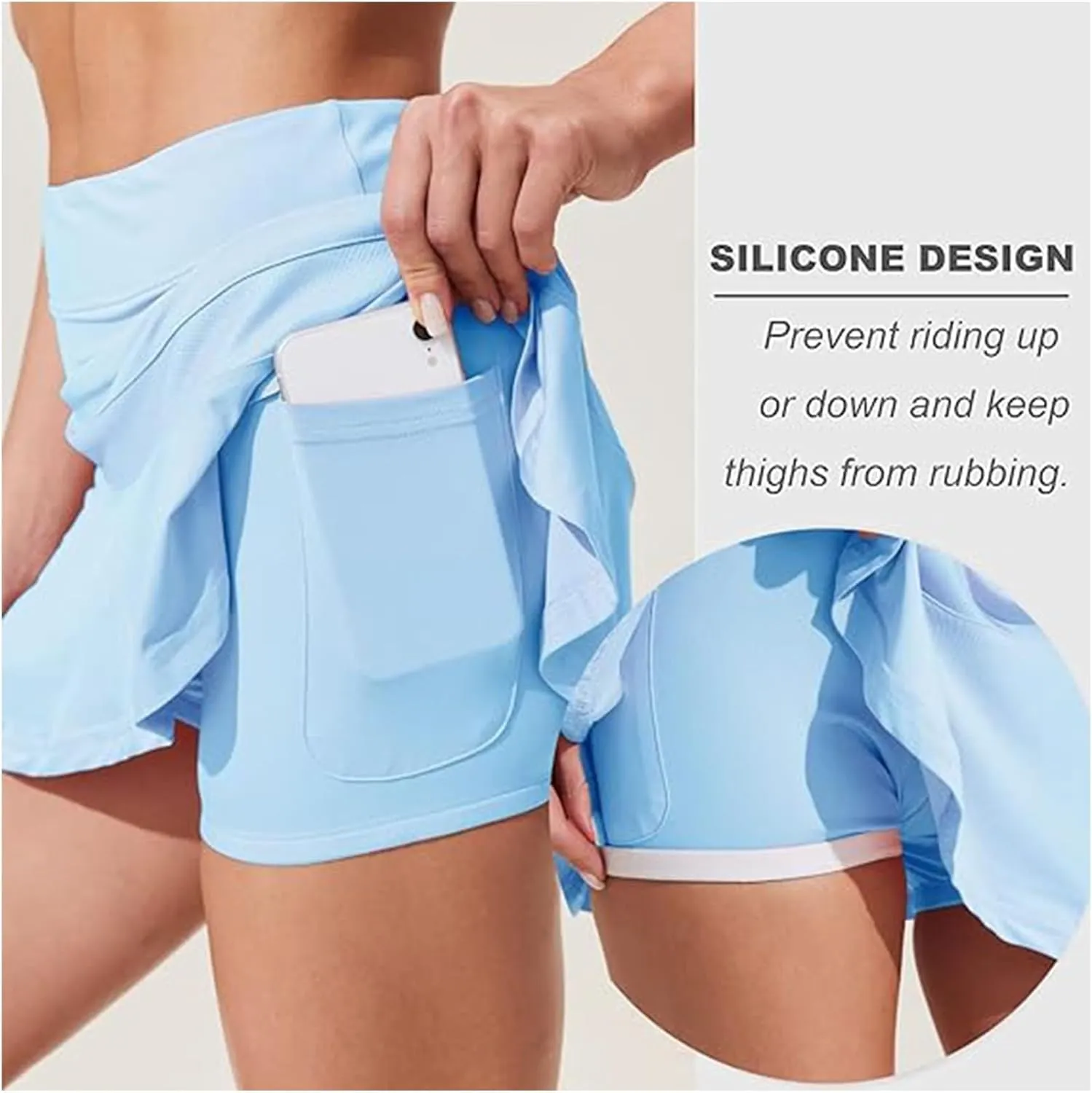 Womens Tennis Skirt Pleated Athletic Skirts with Pockets Shorts High Waisted Golf Skort for Workout Pickleball