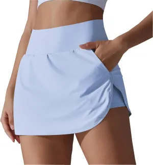 Womens Tennis Skorts Casual Trendy Skirt with Built-in Shorts Slimming Solid Golf Yoga Skort Summer Athletic Outfit