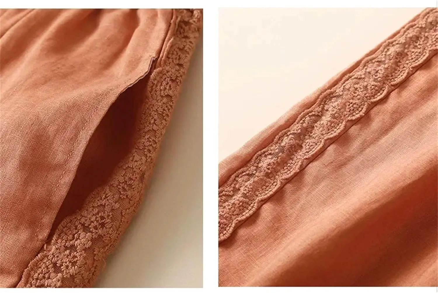 Women's Vintage Style Cotton Linen Slim Fit Cuffed Pants Loose Ankle-Length Harem Pants with Pockets