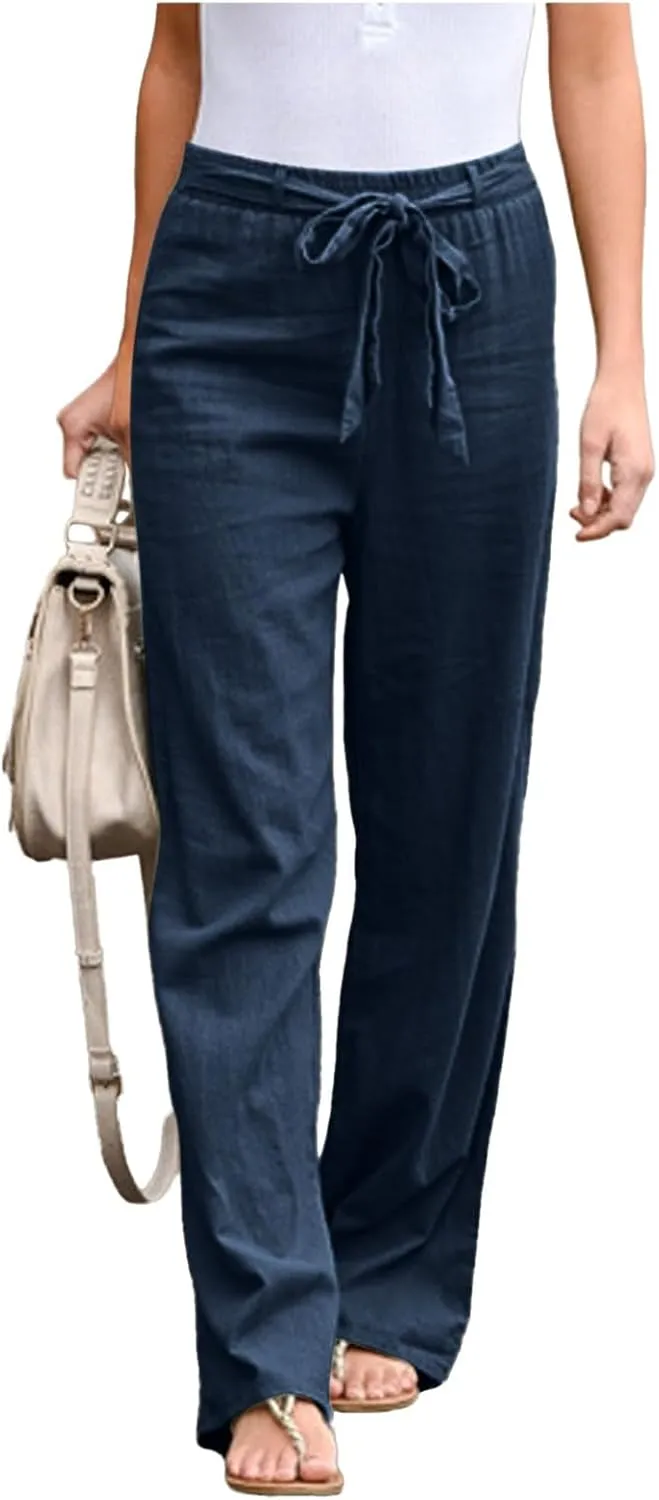 Women's Wide Leg Pants Winter Baggy Sports Capris with Pockets Solid Color Flare Leggings