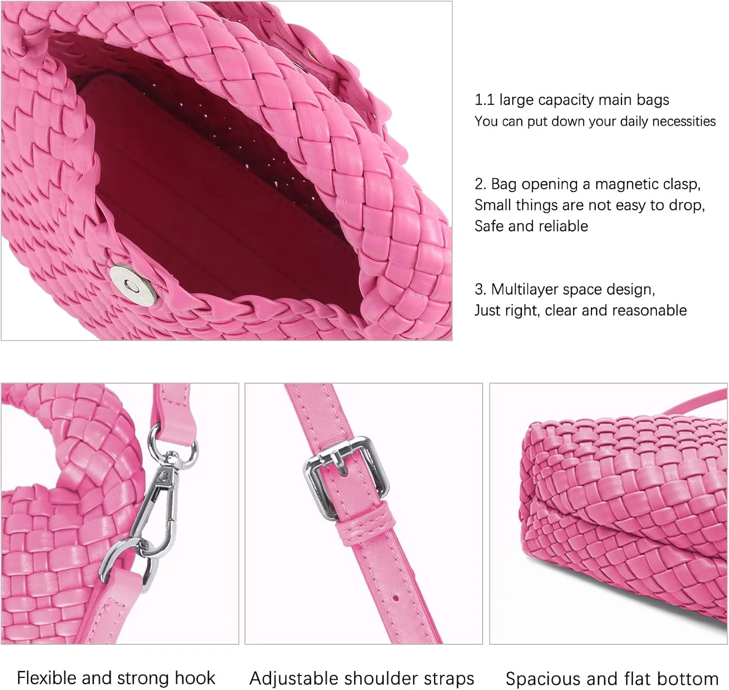 Woven Tote Bag for Women Soft Leather Tote Handbags Fashion Woven Shoulder Bag for Women DailyShopping