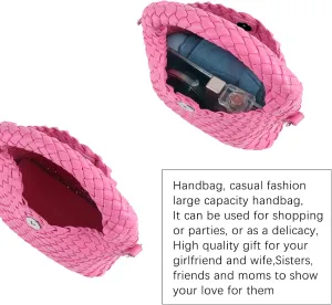 Woven Tote Bag for Women Soft Leather Tote Handbags Fashion Woven Shoulder Bag for Women DailyShopping
