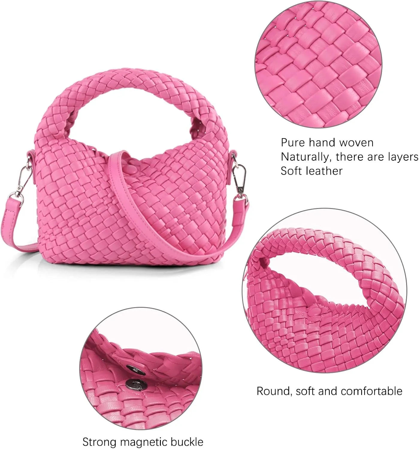 Woven Tote Bag for Women Soft Leather Tote Handbags Fashion Woven Shoulder Bag for Women DailyShopping